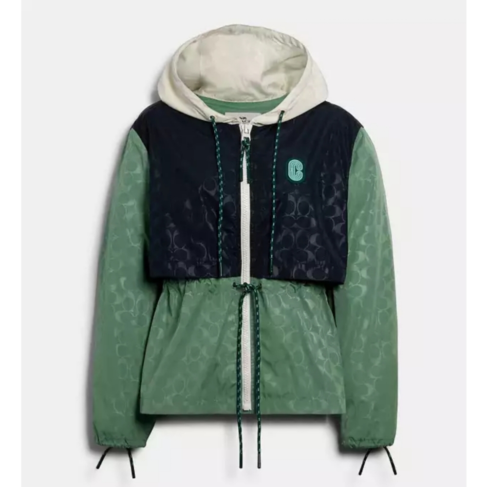 🆕️ Coach Signature Sporty Hooded Jacket Waterproof Rain Parka Medium Resortwear